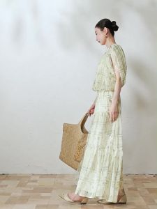 SUSHE | French Vintage Women Autumn Elastic Neck Blouse A-Line Layered Skirt