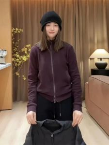 Áo Nỉ Cổ Đứng Thời Trang Màu Trơn Cho Nữ Mùa Đông Thiết Kế Khóa Kéo Đôi Đa Năng Thon Gọn Áo Nỉ Thường Ngày