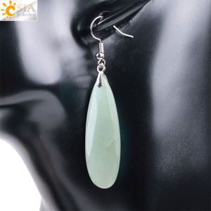 CSJA Natural Stone Earrings Reiki Gem Stone Beads Dangle Hook Drop Earring Vintage Polygon 5 Color for Female Jewelry E941