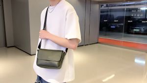 Pu Leather Waterproof Ulzzang Korean Fashion Ins Japanese Men Sling Bag Crossody & Messenger Bag