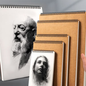 A5 A4 16K Vintage Kraft Sketchbook Thick Coil Bound Blank Drawing Notebook Vertical Flip Sketch Pad for Students Art Painting