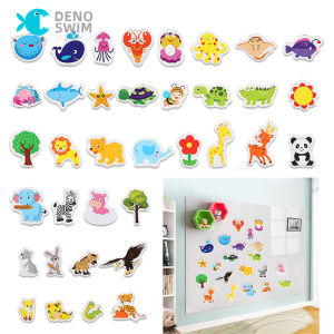 DENOSWIM แม่เหล็กติดตู้เย็นสัตว์การ์ตูนที่สร้างสรรค์6/12/36ชิ้นของเล่นเสริมสร้างความรู้ความเข้าใจแท่นวางแม่เหล็ก3มิติไวท์บอร์ดสำหรับเด็ก