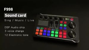 F998 Soundcard Bluetooth Audio Usb External Sound Card Mixing Console for Phone PC-Live Broadcast