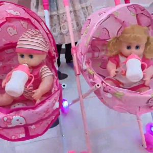 Mainan Stroller Kereta Dorong Boneka Bayi Premium dengan Dot Nangis untuk Anak Perempuan