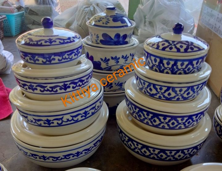 ชุดถ้วยมีฝาปิด ลายไทย ลายกนก | Lazada.co.th
