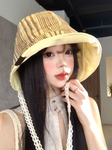 BAOYINFEI | Vintage Striped Adjustable Fisherman Hat Dual-sided Sun Protection Face-framing
