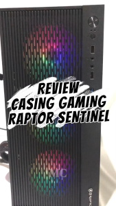 Casing PC Komputer Gaming Power Up Raptor Sentinel Mid Tower ATX With 3 Fan Case RGB