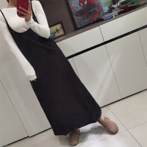 Casual Loose Long Strapless Dress Womens Simple Versatile Slimming Split Skirt Cotton Polyester Spring Autumn Fashion New Arrival