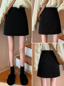 High Waist A-Line Mini Skirt Womens Woolen Coat Autumn Winter New Style Short Skirt Bodycon One Step Skirt Polyester Fiber