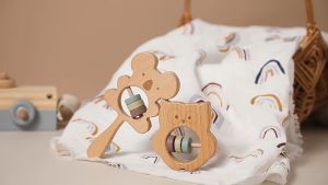 Baby Toys Beech Wooden Koala Baby Rattle Handbells Teether Owl Montessori Toy Baby Accessories 1pc