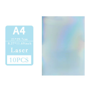 10pcs A4 Holographic Printable Sticker Paper Transparent  Laser  PET Adhesive Paper For Inkjet Printer Waterproof DIY 8.3“×11.7”