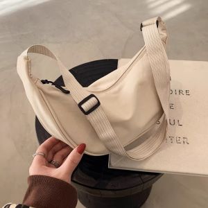 Canvas Bag for Women Crossbody Bag Ins Student Cloth Bag Japanese One Shoulder Niche Style Dumpling Bag Large Capacity Dumpling Making