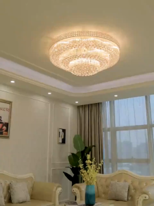 【Free Gift】Luxury Golden Living Room Light Circular AC220V LED Crystal Light Bedroom Hotel Hall Villa Staircase Light Ceiling Lamp