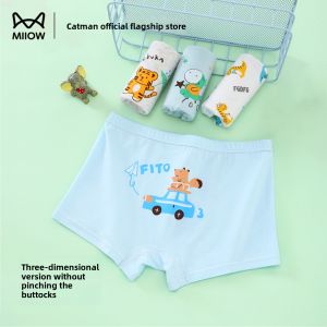 MiiOW | Pure Cotton Childrens Underwear 2025 Boys Mid-Waist Briefs Breathable Antibacterial Comfortable Elastic Elasticity Boxer Shorts