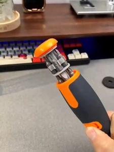 Jonluian Portable 10 In 1 Hidden Bits Multi-angle Ratchet Corner Screwdriver Set(Orange)