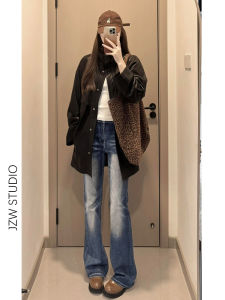 Retro Dodge Blue Low Waist Flared Straight Leg Jeans Women Slimming Draping Super Beautiful Narrow Version Floor-Length Pants