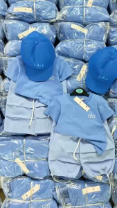 VN A611  AO 3IN1 GIRLS KIDSWEAR OOTD TERNO JOGGER w/ CAP  BLUE 1-10YO