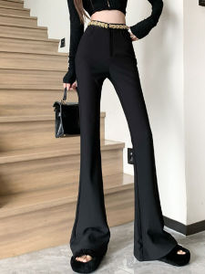 กางเกงขายาวทรงหลวมเอวสูงสไตล์เกาหลีสำหรับผู้หญิง กางเกงขายาวทรงหลวมสีดำ ทรงเข้ารูป ทรงหลวม แฟชั่นฤดูใบไม้ร่วง/ฤดูหนาว