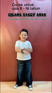 Celana Skena Anak Laki Laki - Perempuan Loose Baggy Jeans Panjang Gombrong Korean Style Hitam