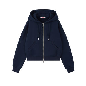 Korean Embroidery Short Sport Zip Up Hoodie Jacket