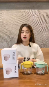 Lọ đựng gia vị hũ đựng gia vị thủy tinh và nhựa PP kèm thìa DandiHome sang trọng bền đẹp tiện lợi