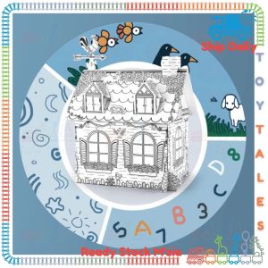 Doodle House [ 51cm - 6 Markers ] Kids DIY Painting Art & Craft Colouring Activities Drawing Foldable Playhouse Toy