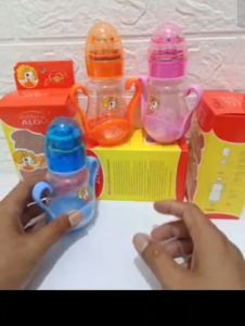Algo Ring 8266 Botol Susu Bayi Dengan Gagang Dan Tutup Mainan Size 150ml Untuk Usia Bayi 3 Bulan Keatas Aman Sudah BPA Free Bisa Direbus dan Mudah Dicuci