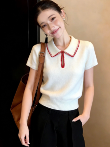 HUOLISI | Elegant Simple Loose Soft Polo Collar Knit Shirt