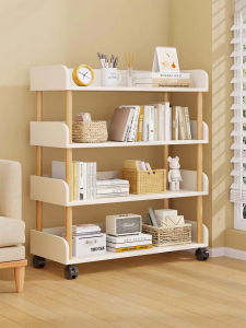 evesigar | Moveable Multilevel Bookshelf Storage Rack on Wheels