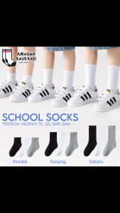 Kaos Kaki Sekolah Anak TK SD SMP SMA Polos Hitam Putih Abu Panjang Pendek Katun