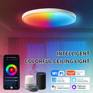 Tuya WiFi Smart Ceiling Lamp RGBCW Led Ceiling Lights Chandelier 24W 220V Bedroom Living Room Decoration with Alexa Google Home