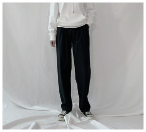 Slim Straight Leg Black Cigarette Pants High Waist Double Pleat Street Style Neutral Long Trousers for Women Casual Pants