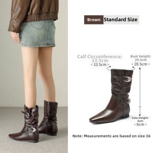 Agsdon | Pointed Toe Internal Height-Increase Summer Short Boots 2026 New Style Wrinkled Cowboy Boot