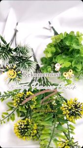 Daun Rumput Plastik/Rumput Artificial Dekorasi 7 Cabang/Bunga Kain Plastik/Bunga Pemanis