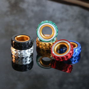 Tire Haptic Ring Mechanical Fidget Ratchet Ring EDC Toys Aluminum Alloy Fingertip Metal Tyre Toys Stress Spinner Fidget Toys