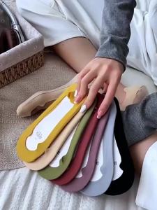 1-10pairs Women Summer Ultra-Thin Invisible Boat Socks Colorful Cotton Sweat-absorbent Socks with Non-slip Silicone Rubber Strip