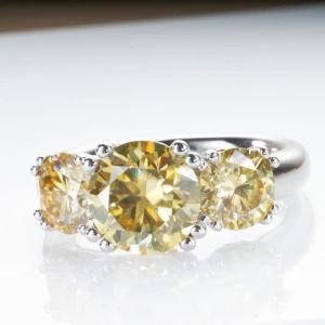 Classic 5CT Rainbow Moissanite Ring 925 Sterling Silver Certified Luxury Charm Ring for Women US Size 5-9 Anniversary Gift