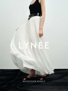 Pleated White A-line Flare Long Skirt