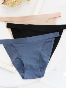Gợi Cảm Băng Lụa Traceless Quần Lót Nữ Cao Đáy Quần Mỏng 3 Gói Phong Cách Châu Âu Nguyên Chất Quần Lót Cotton