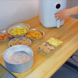 JCZX 10PCS Small Baking Air Fryer Reusable Tray Tinfoil Cups Tinfoil Box Pudding Cake Mold Aluminum Foil Tin Cup