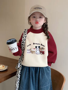 Girls Fleece Lined Sweatshirt Winter Casual Style Children Baby Girls Cute All Match One Piece Velvet Top Winter Fashion