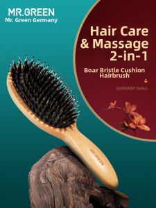 MR.GREEN | Boar Bristle Cushion Large Plate Comb Scalp Massage Comb