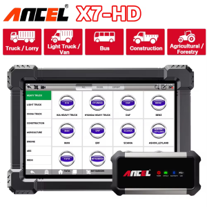 【Local Delivery】Ancel X7 HD Heavy Duty Truck Scanner 12V/24V HOBD Excavator All System Diagnostic Tools with ABS DPF EPB SRS SAS Oil Reset For Fuso/Isuzu/Hino/Volvo/Cummins/Kia Bluetooth Professional OBD2 Truck Automotive 2 in 1 Scan Tools