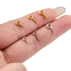 Stainless Steel Screw Eye Pins diy Jewelry Accessories Color-preserving 18k Gold-coated Eye Hooks Clasps