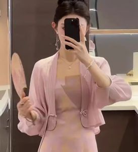 chaqi | Womens Summer Short Sleeve Sun Protection Shirt With Buttoned Shells Transparent Chiffon Breathable Lightweight V-neck Coat