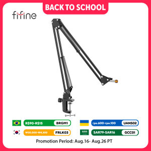 FIFINE Microphone Arm BoomAdjustable Suspension Boom with Heavy Duty ClampScissor Mic Stand for RecordingGamingK688 K658-CS1