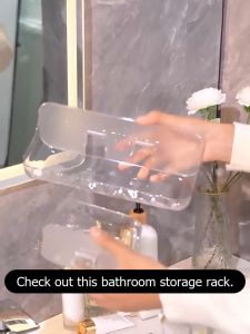Clear Ripple Toilet Shelf Bathroom Storage Rack Kitchen Organizer Tray Adhesive Mounted No-Drill Required