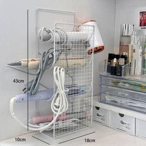 Hair Straightening Iron Storage Rack Non-Touch Wall Hook Blow Dryer Vanity Desk under Layered Hair Curling Iron Organizer