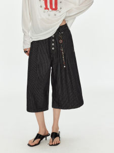 Retro Wide Legged Capris Paris Button Design