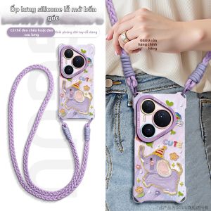Ốp Lưng Full Coverage Dễ Thương Có Dây Đeo Và Bảo Vệ Silicone